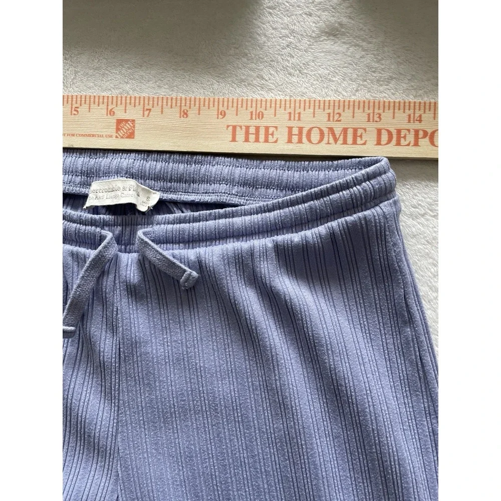 Abercrombie & Fitch Women's Lounge Pants Sm Lavender Ribbed Wide Leg Drawstring